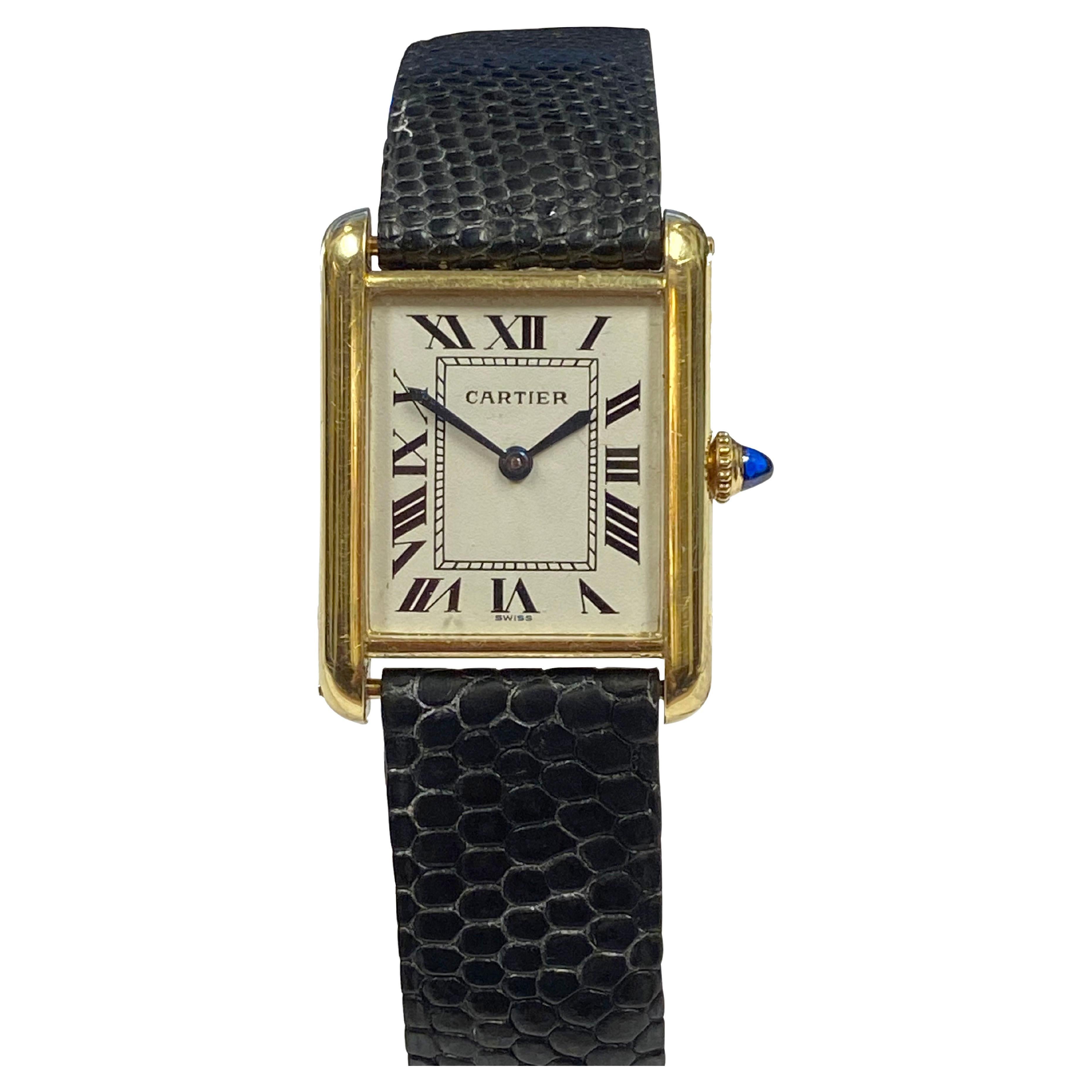 Cartier Classic Tank Vintage 1970 Yellow Gold Manual Wind Gents Size Wrist Watch