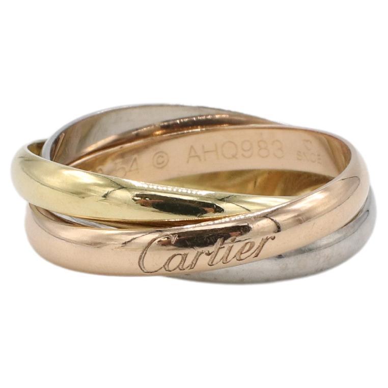 Cartier Classic Tri-Color Trinity Rolling Band Ring Box & Papers For Sale