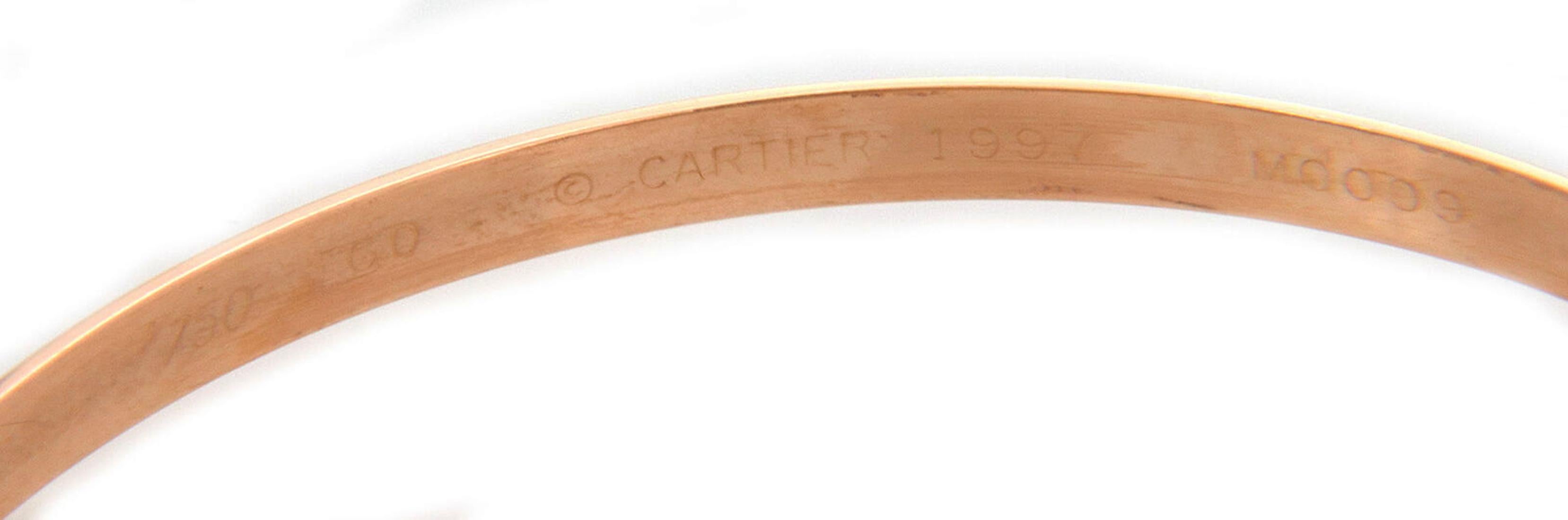 Modern Cartier Classic Trinity 18k Yellow Rose & White Gold Bangle Bracelet W/Paper For Sale