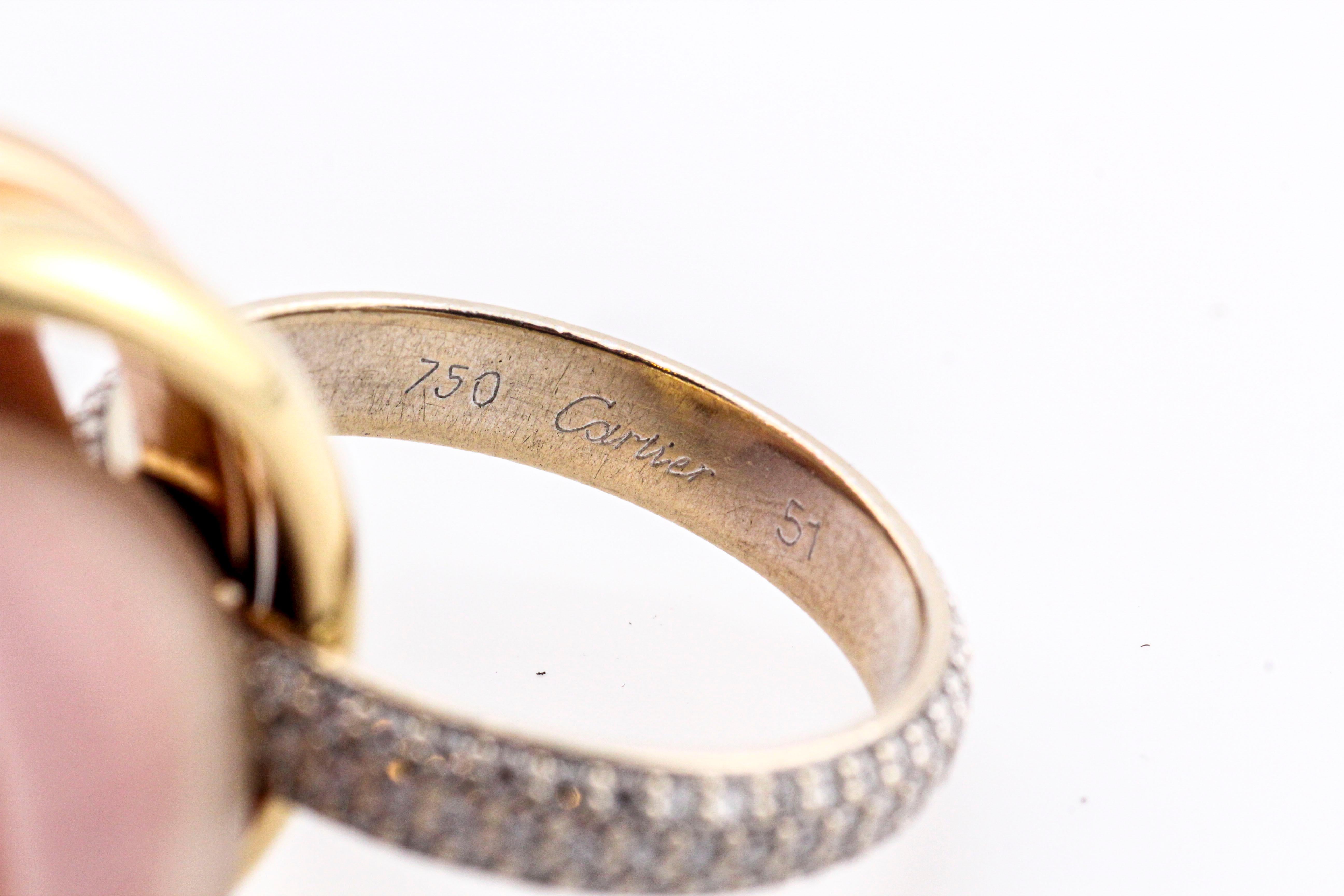 Women's Cartier Classic Trinity Diamond 18k Yellow Rose White Gold Band Ring size 5.75