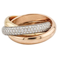 Cartier Classic Trinity Diamond 18k Gelb Rose Weißgold Band Ring Größe 5,75