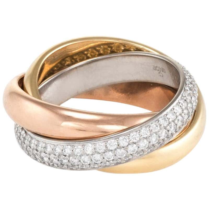 Cartier Classic Trinity Ring Diamond 18 Karat Tri Gold Estate Jewelry ...
