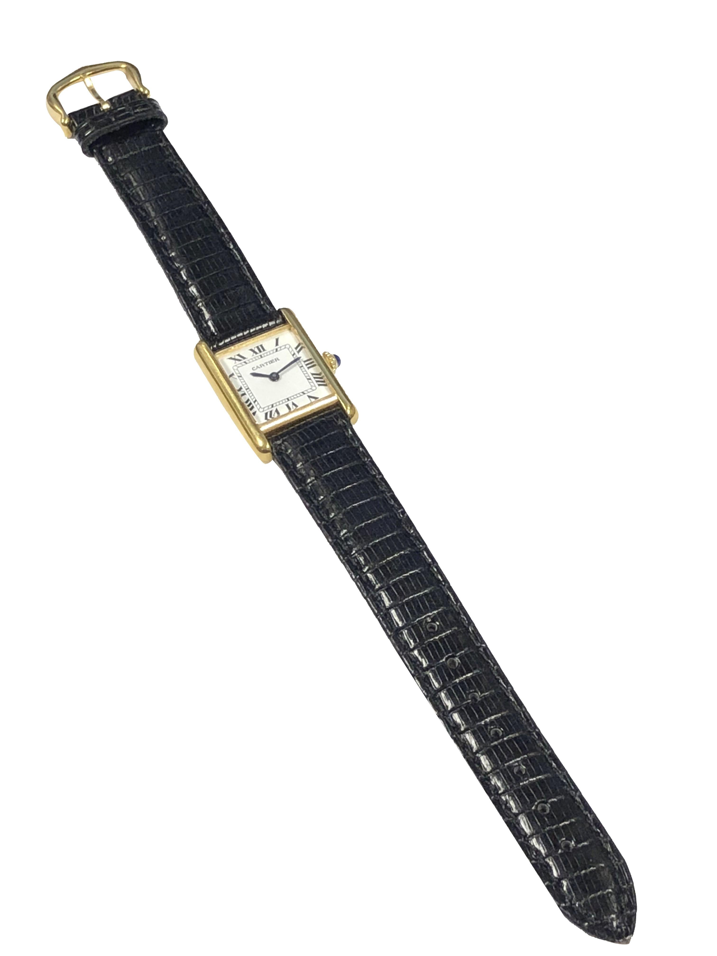 Cartier Classic Vermeil Ladies Mechanical Tank Wrist Watch 1