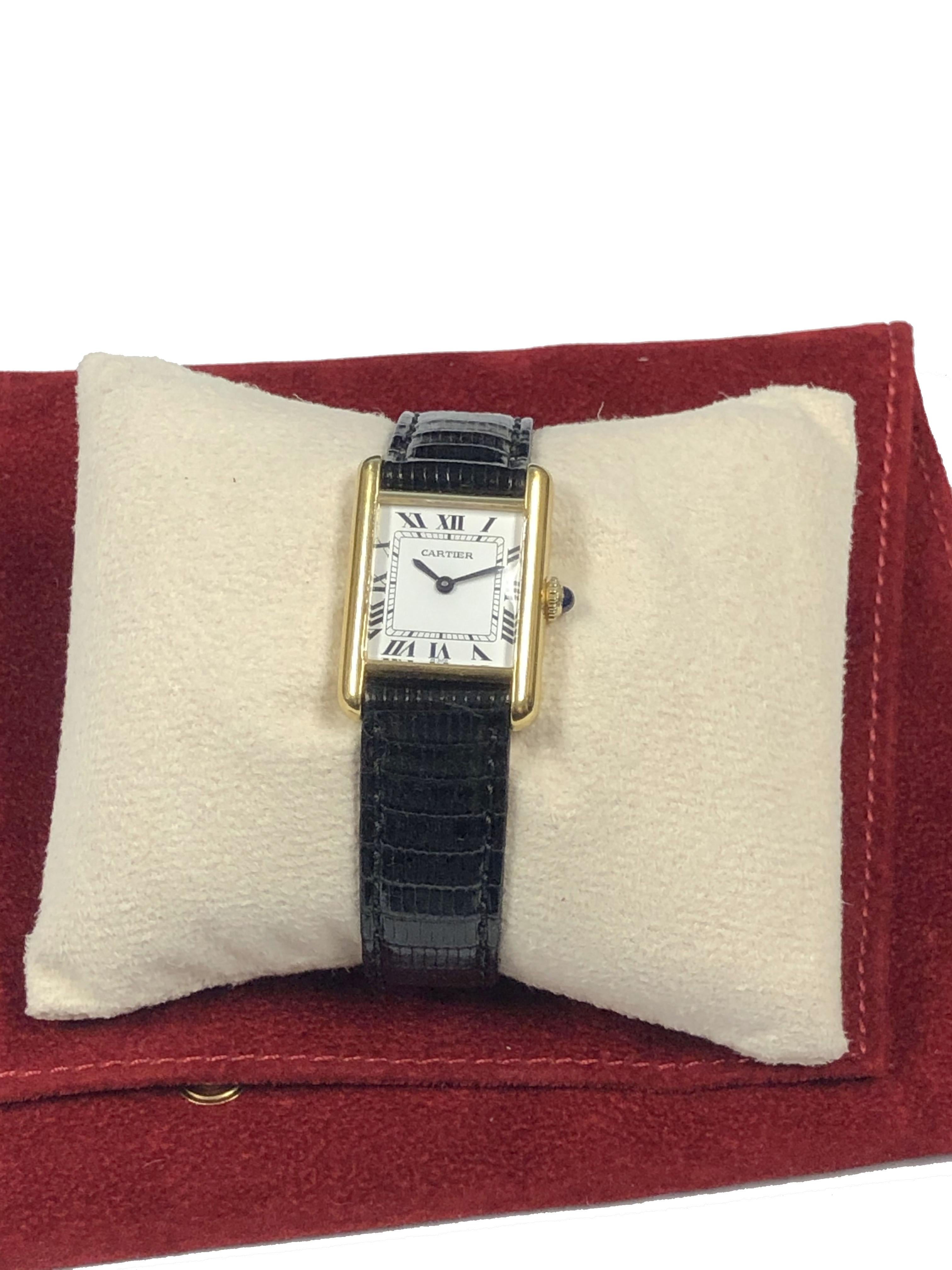 Cartier Classic Vermeil Ladies Mechanical Tank Wrist Watch 2