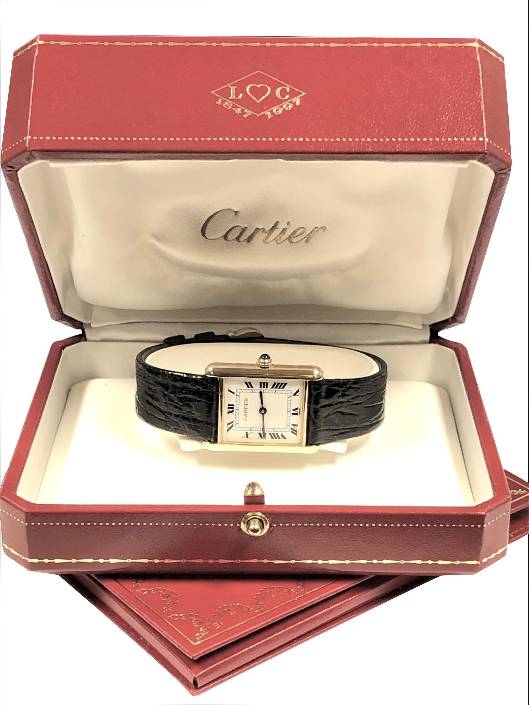 Cartier Classic Vermeil Quartz Tank Wristwatch 3