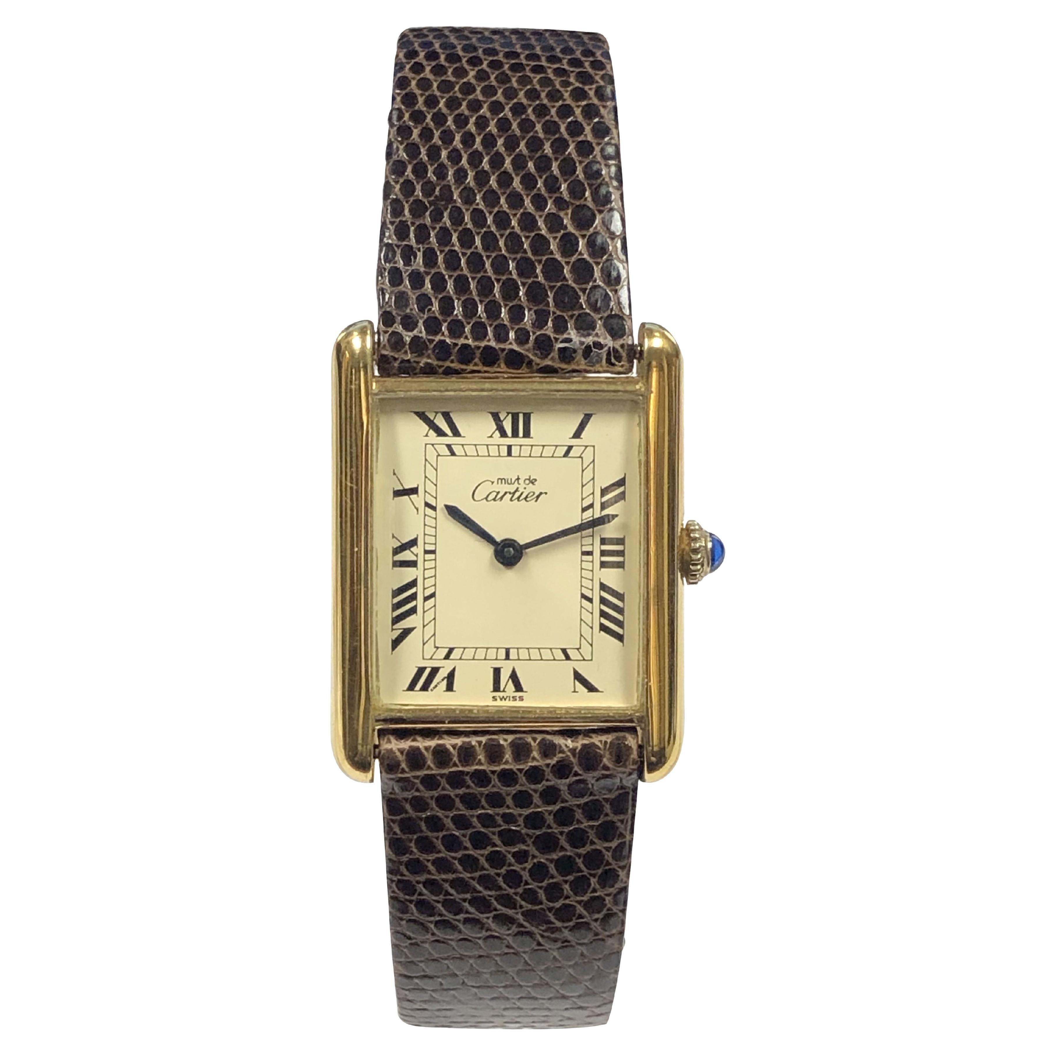 Cartier Classic Vermeil Tank Mechanical Wrist Watch