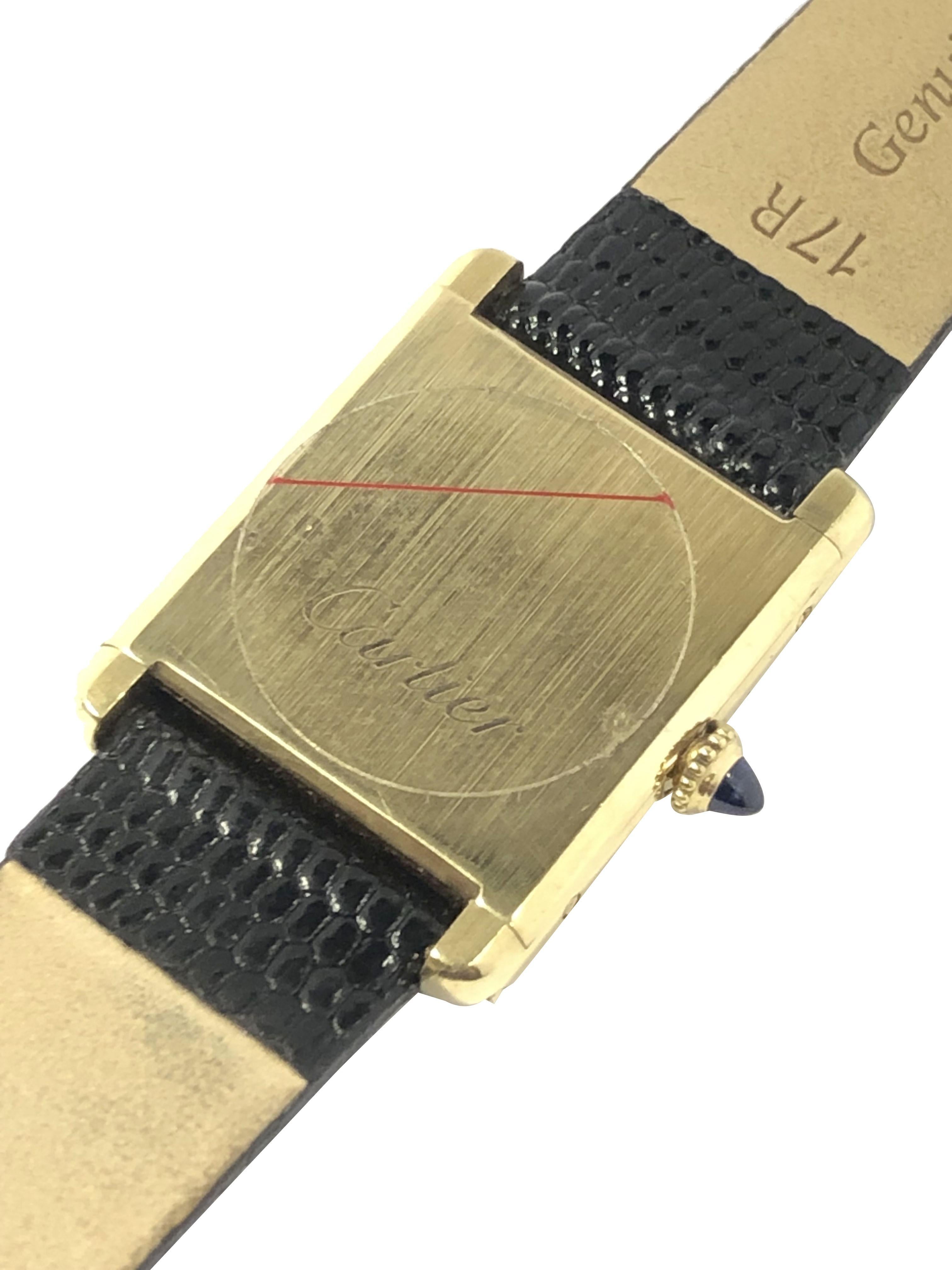 Cartier Classic Oro Giallo Vento manuale Orologio da polso unisex con serbatoio In condizioni ottime in vendita a Chicago, IL