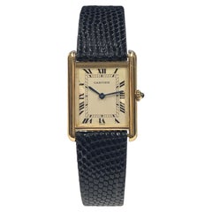 Retro Cartier Classic Yellow Gold Mid Size Tank Wrist Watch