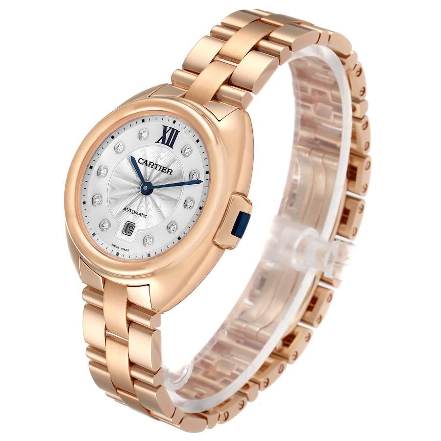 Cartier Cle Montre pour femme automatique en or rose 18 carats avec diamants WJCL0033 Excellent état - En vente à Atlanta, GA