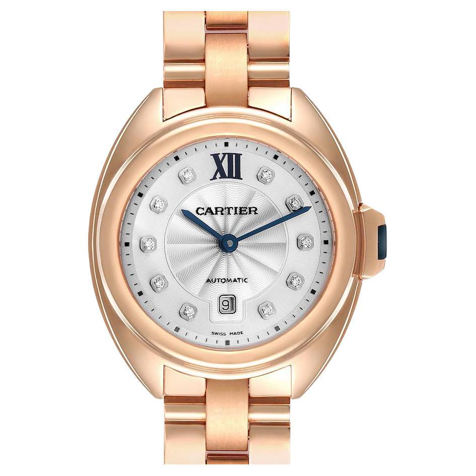 Cartier Cle 18K Rose Gold Automatic Diamond Ladies Watch WJCL0033 For Sale