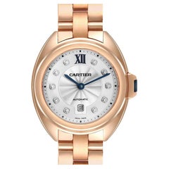 Cartier Cle 18K Rose Gold Automatic Diamond Ladies Watch WJCL0033