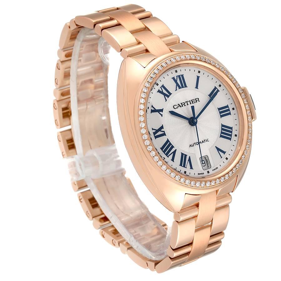 Cartier Cle 18K Rose Gold Diamond Automatic Ladies Watch WFCL0003 In Excellent Condition For Sale In Atlanta, GA