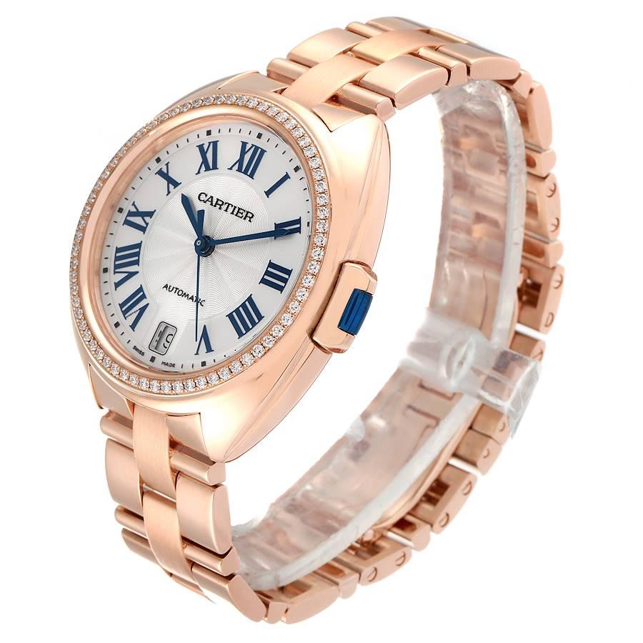 Women's Cartier Cle 18K Rose Gold Diamond Automatic Ladies Watch WFCL0003 For Sale