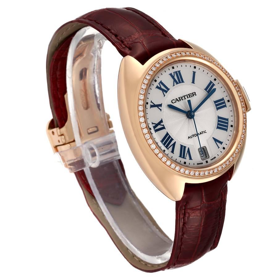 Cartier Cle 18K Rose Gold Diamond Automatic Ladies Watch WJCL0013 In Excellent Condition For Sale In Atlanta, GA