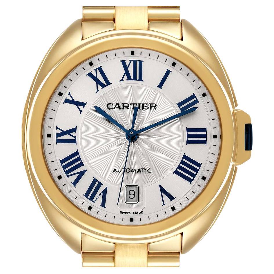 Cartier Cle 18K Yellow Gold Automatic Silver Dial Mens Watch WGCL0003