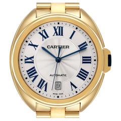 Cartier Cle 18K Yellow Gold Automatic Silver Dial Mens Watch WGCL0003
