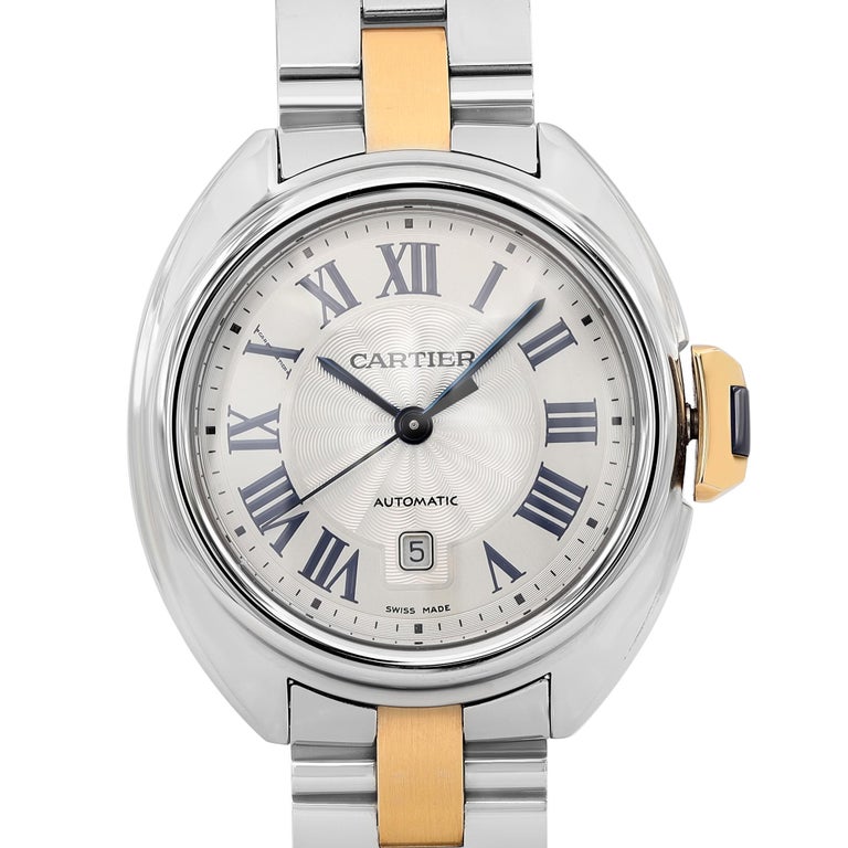 Cartier Cle De Steel 18k Gold Silver Dial Automatic Ladies Watch