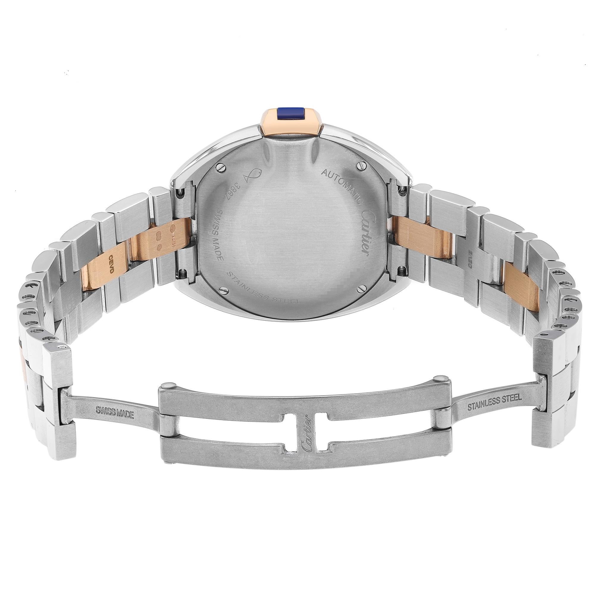 Women's Cartier Cle De Steel 18k Gold Silver Dial Automatic Ladies Watch W2CL0004