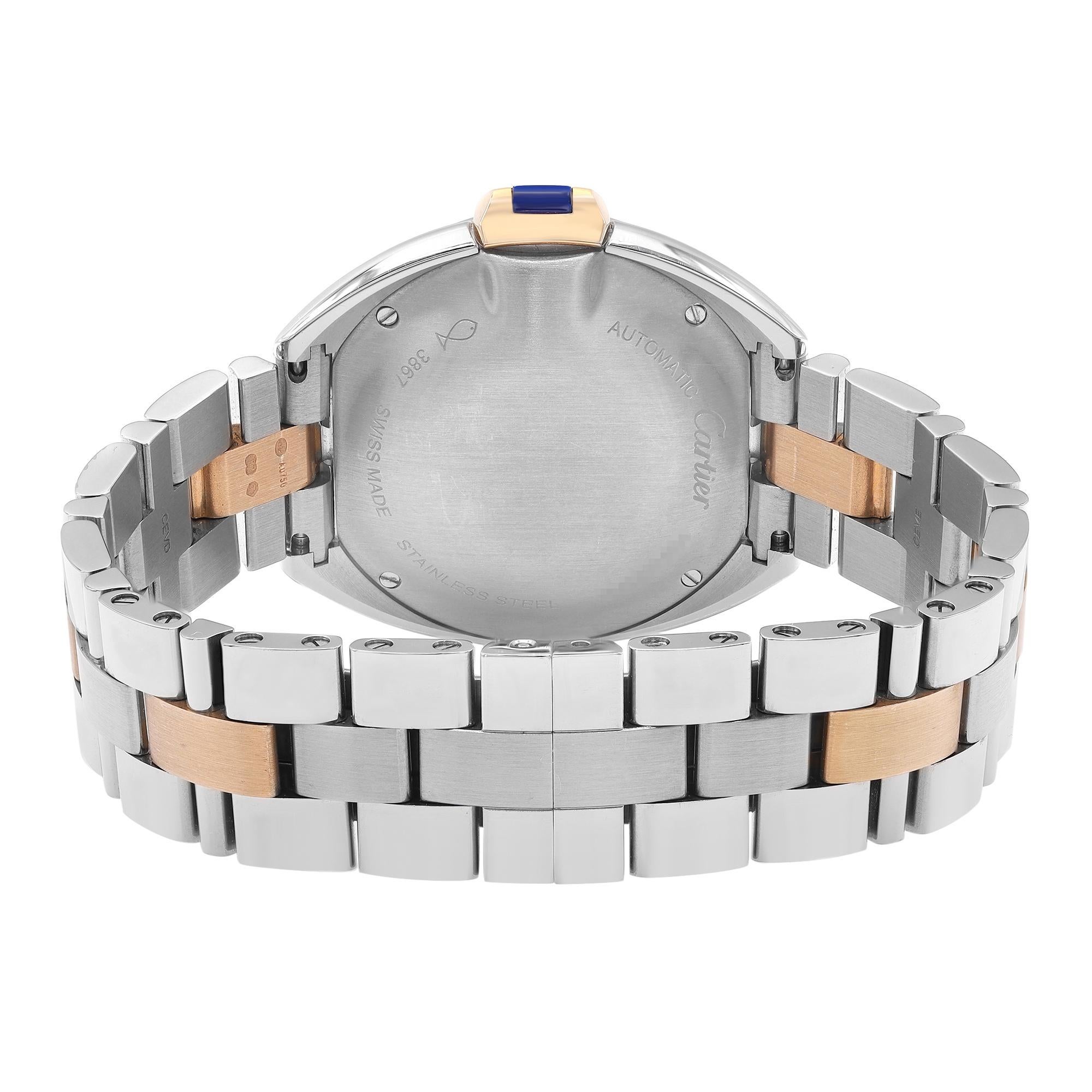 Cartier Cle De Steel 18k Gold Silver Dial Automatic Ladies Watch W2CL0004 1