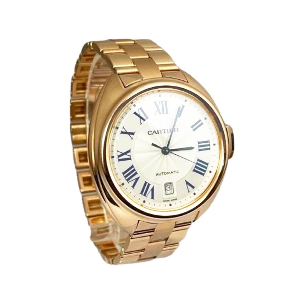 CARTIER PRICE: $34,900.00 + TAX                             BRILLIANCE PRICE: $ 22,500.00

Brand: Cartier

Model: Cle De Cartier

Movement: Automatic 

Case Size: 40 mm 

Dial: White; Roman Hour Markers 

Bezel: 18k Rose Gold 

Case Material: 18k