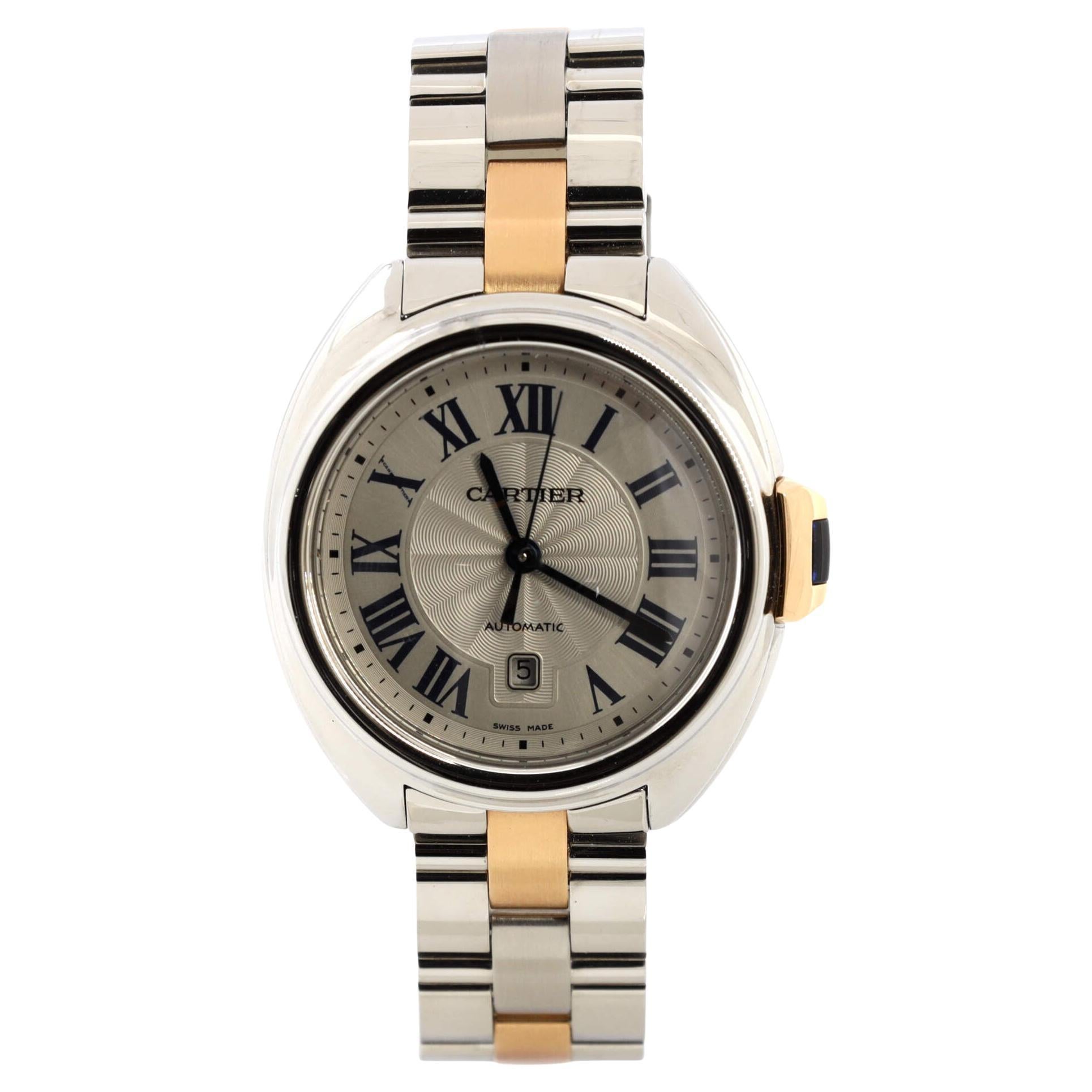 Cartier Cle de Cartier Automatic Watch Stainless Steel and Rose Gold 31 For Sale
