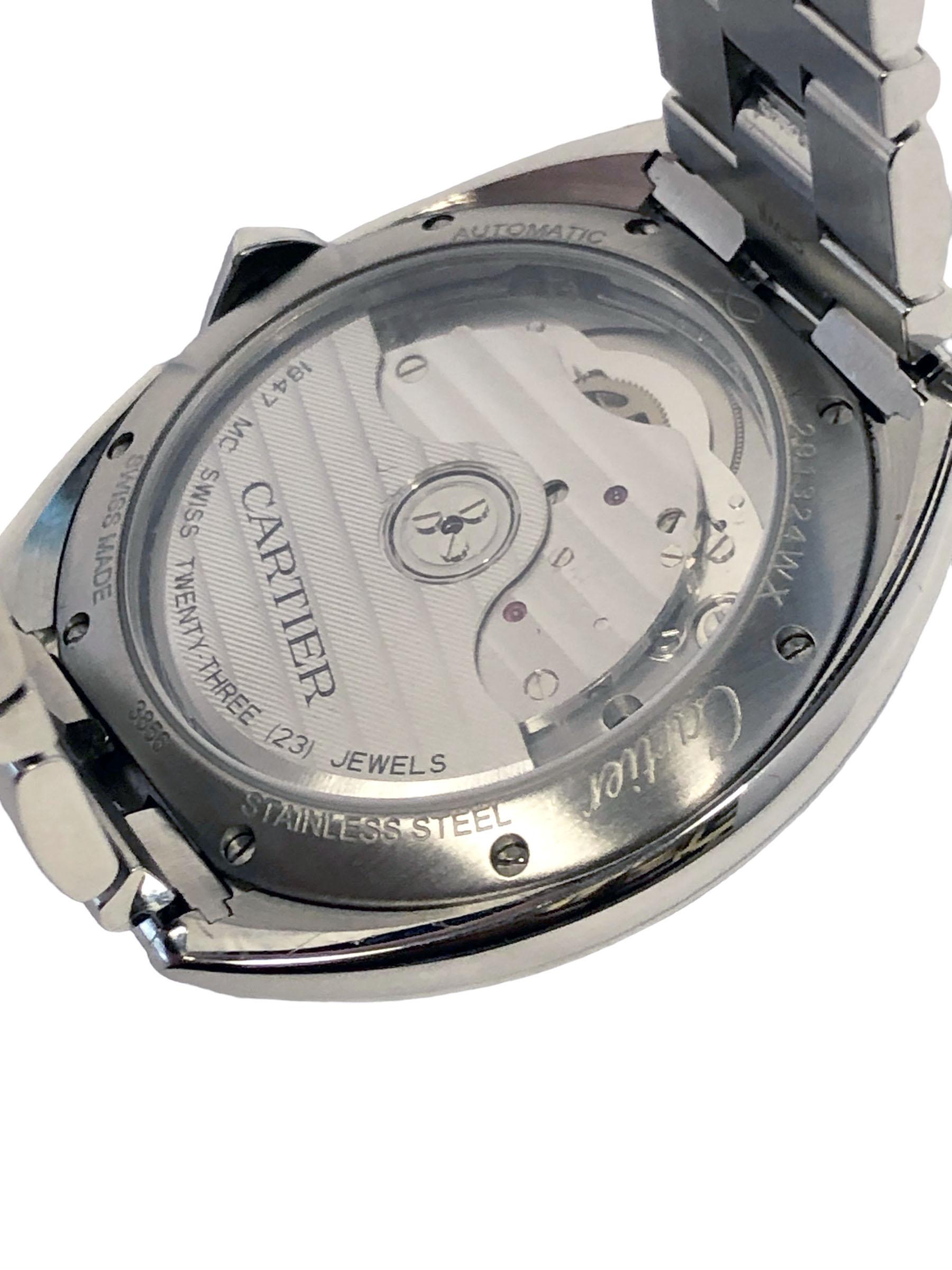 Montre-bracelet Cartier Cle De Cartier de taille moyenne en acier à remontage automatique Excellent état - En vente à Chicago, IL