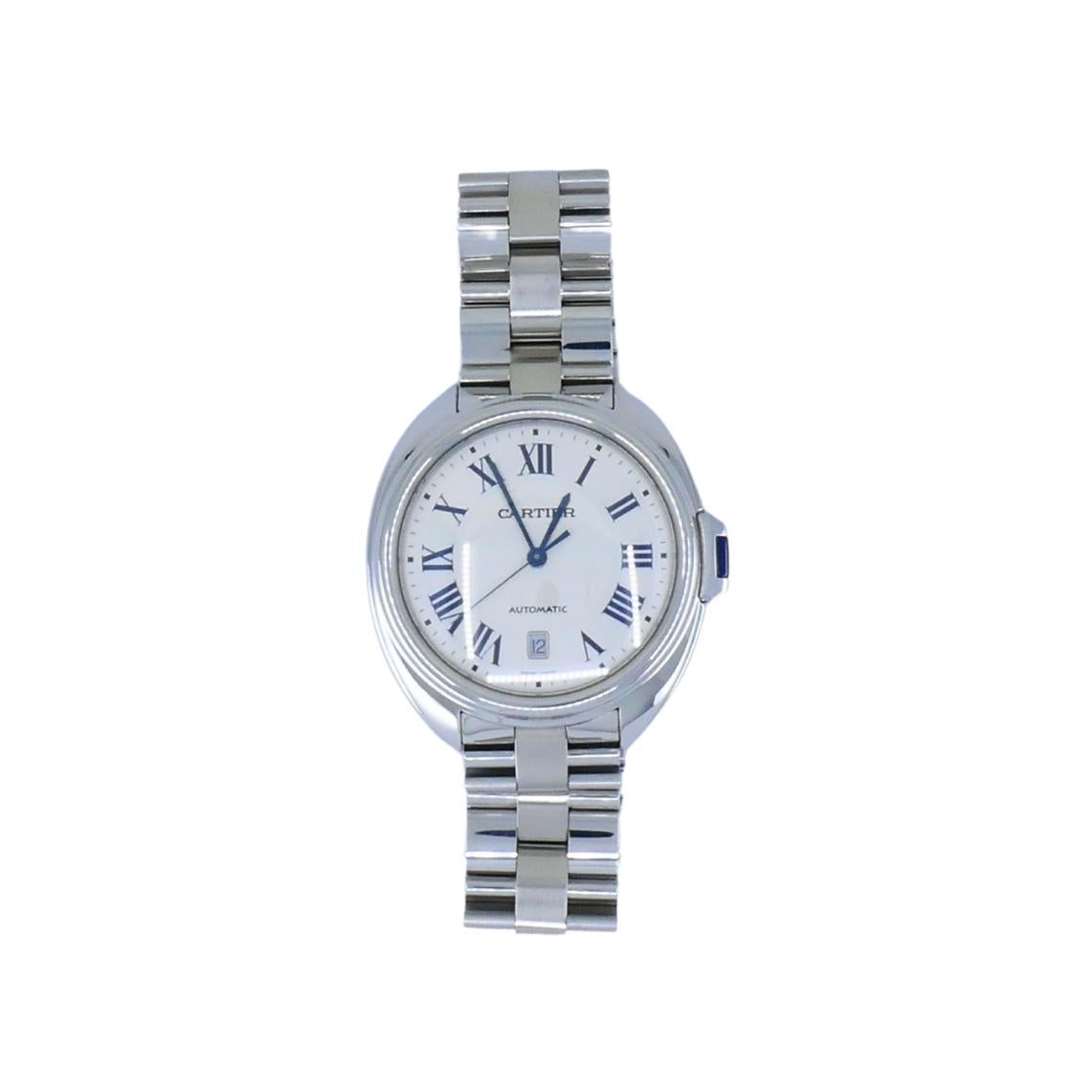 Cartier Clé de Cartier Automatikuhr aus Edelstahl im Zustand „Hervorragend“ im Angebot in Beverly Hills, CA