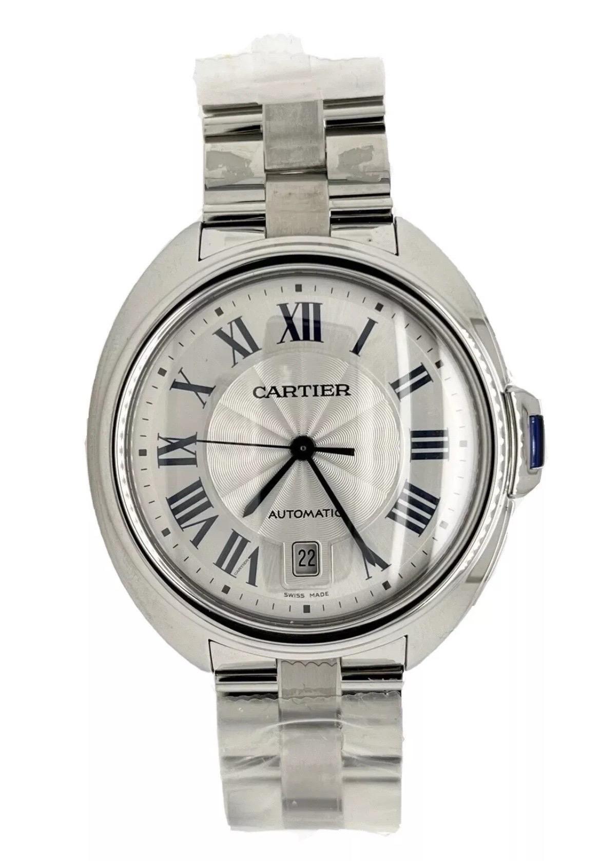Men's Cartier Cle De Cartier Stainless Steel Silver Dial 40mm WSCL0007 UNWORN For Sale