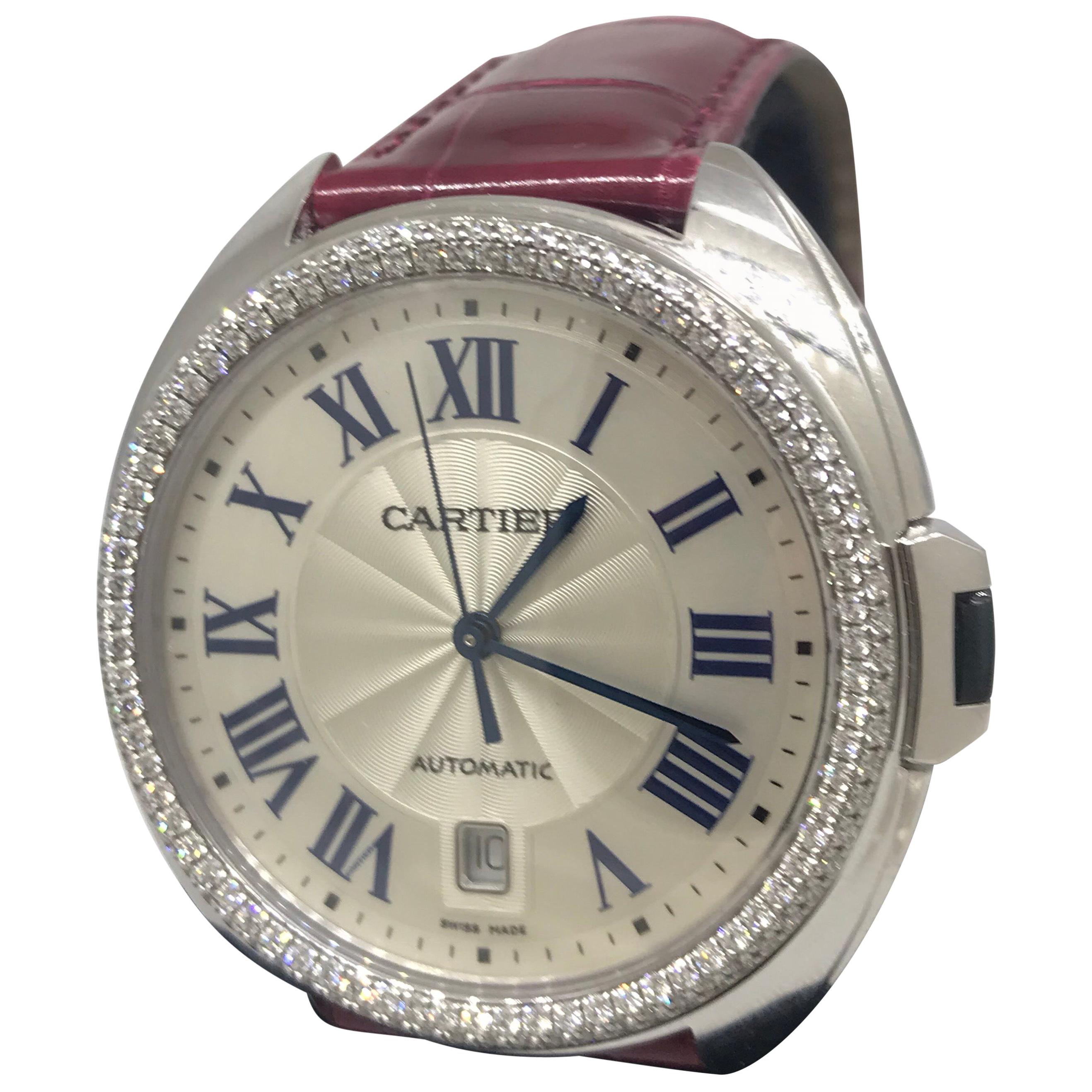 Cartier Cle White Gold Diamond Bezel Automatic Ladies Watch WJCL0011 Brand New For Sale