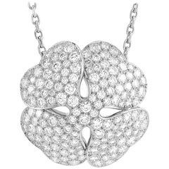 Cartier Clover 18 Karat White Gold 7.00 Carat Diamond Pendant Necklace