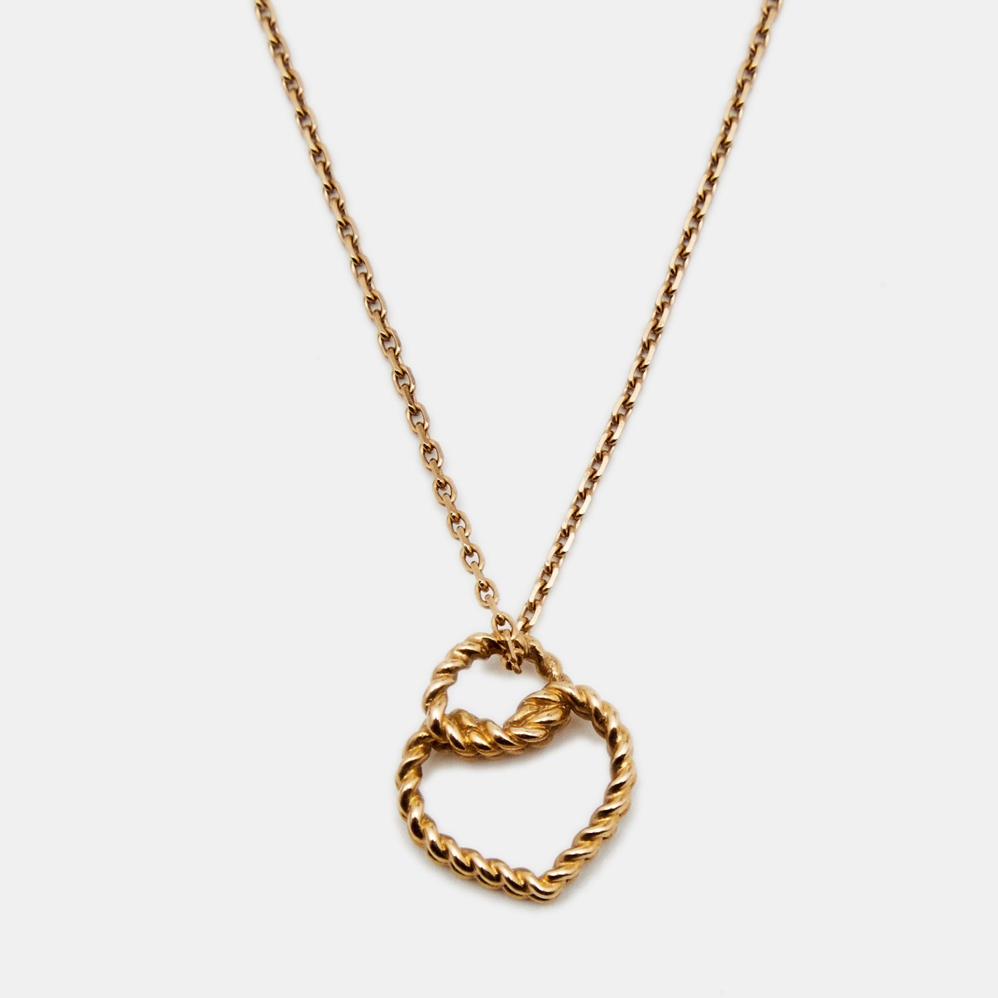Modern Cartier Coeur Torsadé De Cartier 18k Rose Gold Pendant Necklace