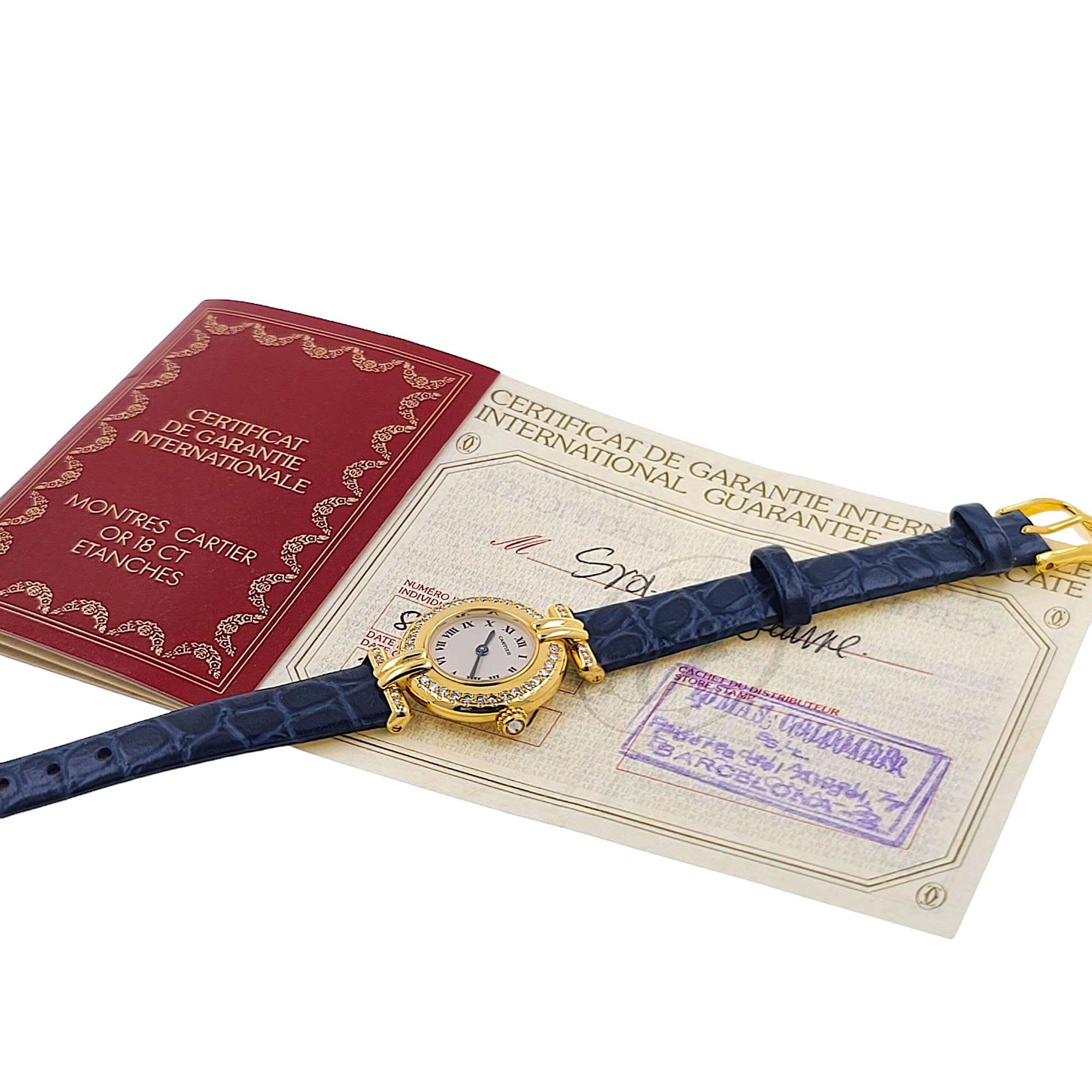 Cartier Colisée en or 18k appelé aussi Rivoli 8057911 avec 43 diamants Factory Set 10