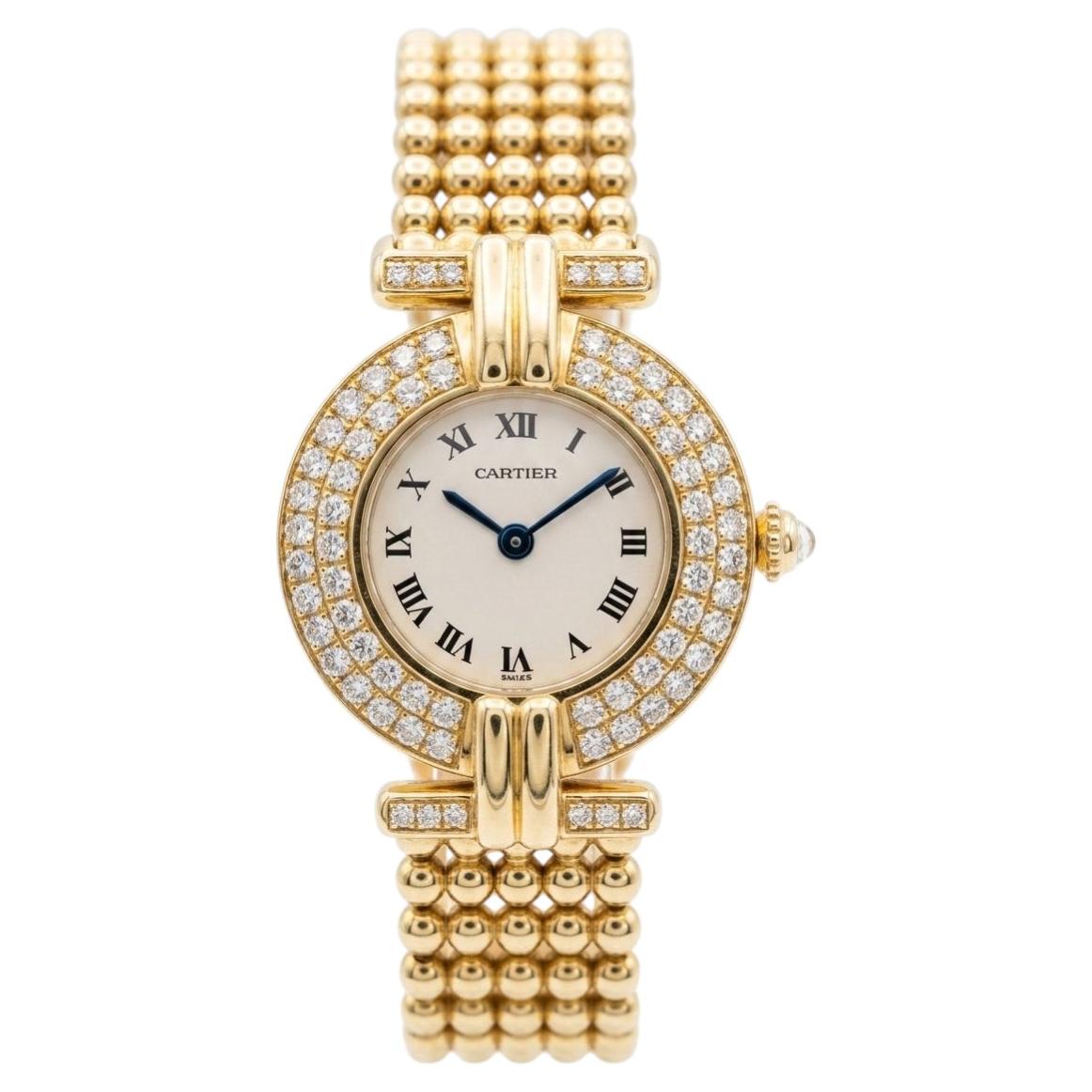 Cartier 18K Yellow Gold Diamond Bezel Ladies Watch with Box