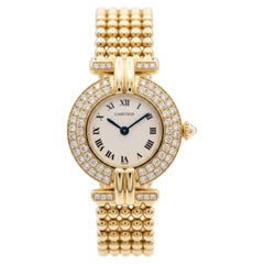 Cartier 18K Yellow Gold Diamond Bezel Ladies Watch with Box