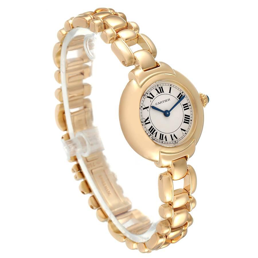 Damenuhr von Cartier Colisee, 18 Karat Gelbgold Silber Zifferblatt Quarz im Zustand „Hervorragend“ im Angebot in Atlanta, GA