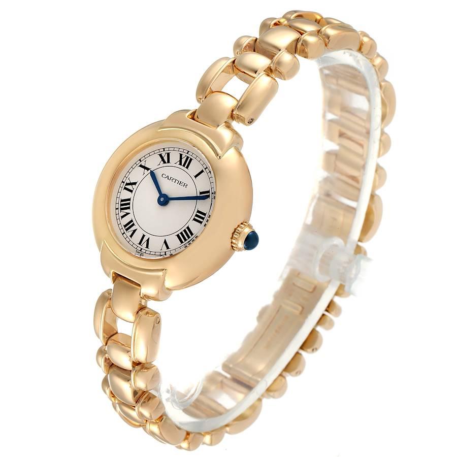 Damenuhr von Cartier Colisee, 18 Karat Gelbgold Silber Zifferblatt Quarz im Angebot 1