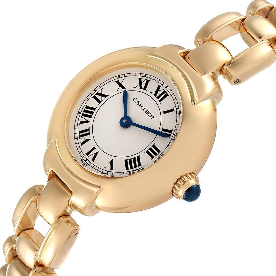 Damenuhr von Cartier Colisee, 18 Karat Gelbgold Silber Zifferblatt Quarz im Angebot 2
