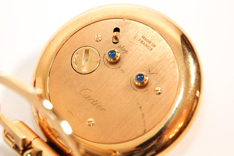Cartier Colisee Art Deco Travel Desk Clock 24-Karat Gold-Plated For Sale 4