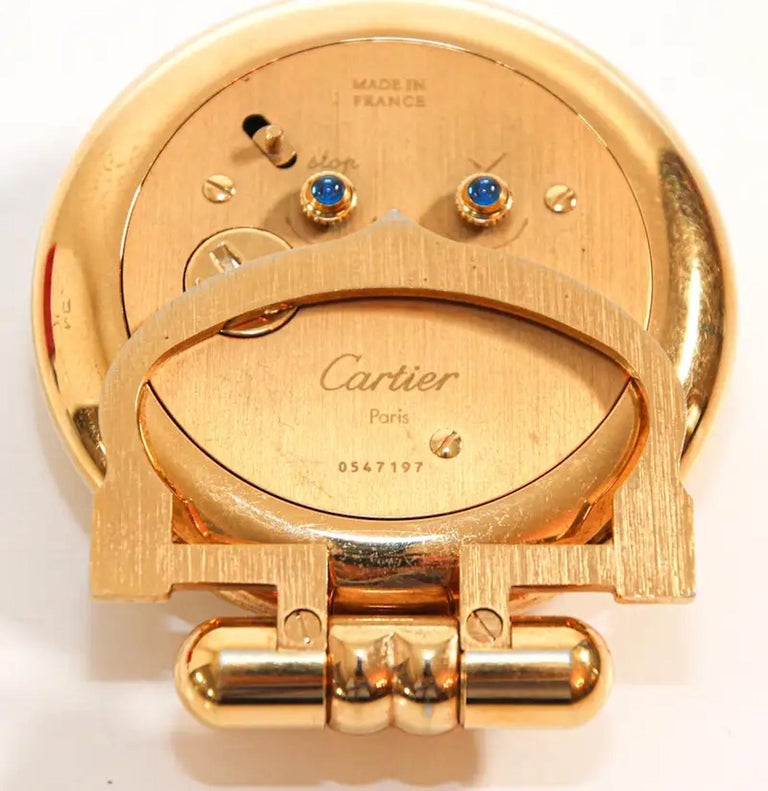 Cartier Colisee Art Deco Travel Desk Clock 24Karat GoldPlated For Sale at 1stDibs