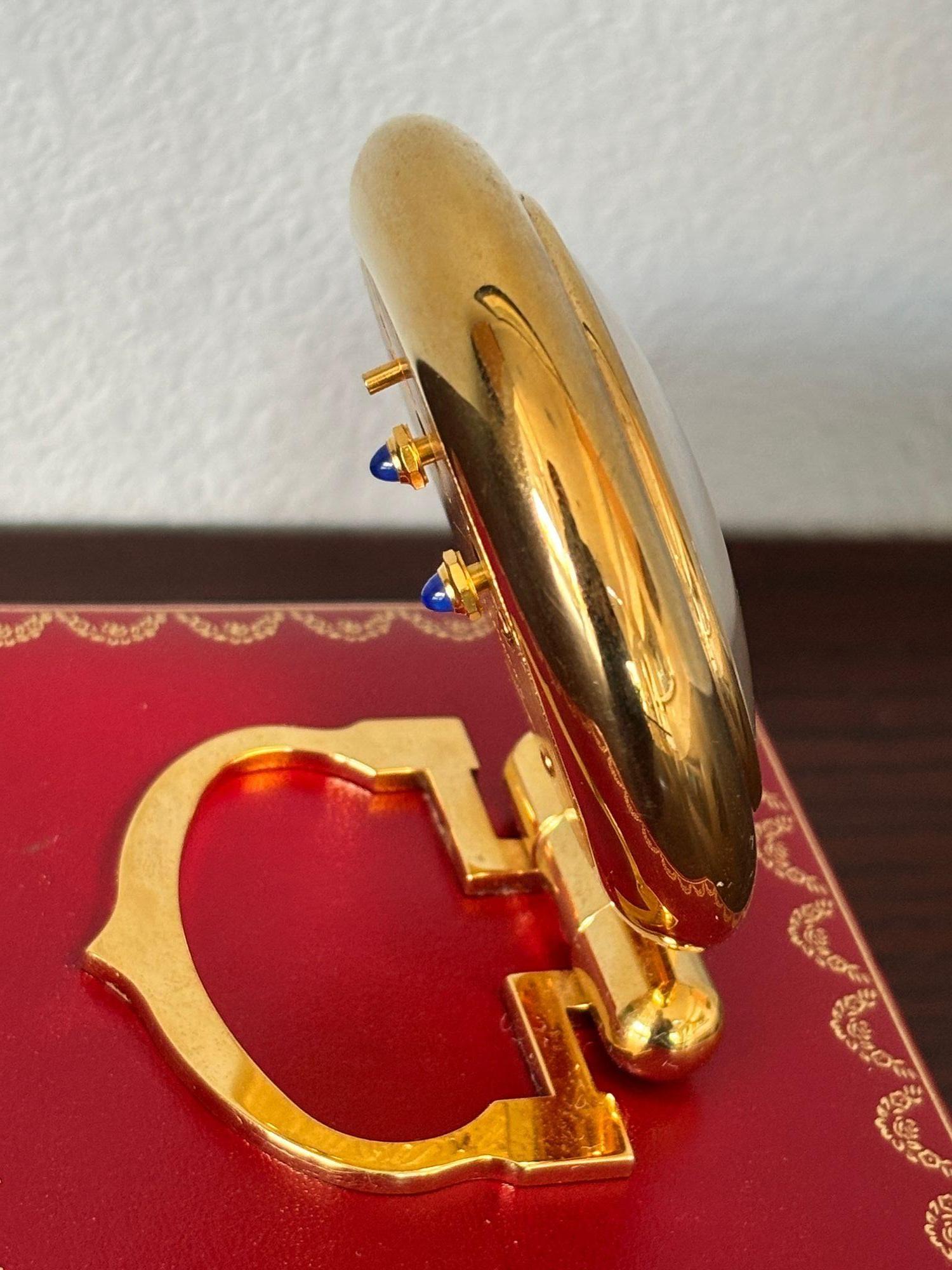 Cartier Colisee Art Deco Travel Desk Clock 24-Karat Gold-Plated For Sale 5