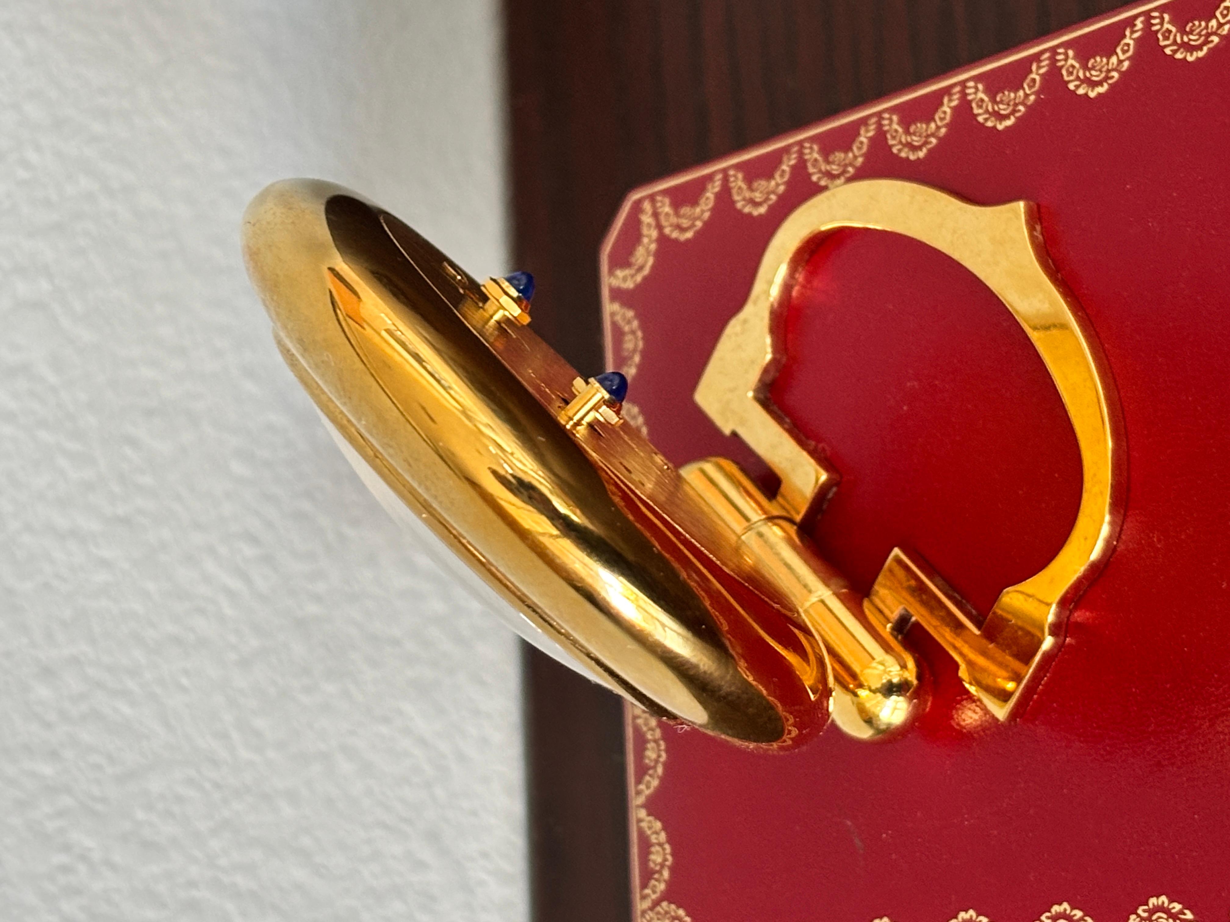 Cartier Colisee Art Deco Reise-Schreibtischuhr 24-Karat vergoldet 4