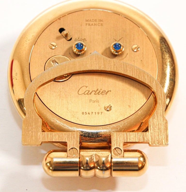 Cartier Colisee Art Deco Travel Desk Clock 24-Karat Gold-Plated For Sale 8
