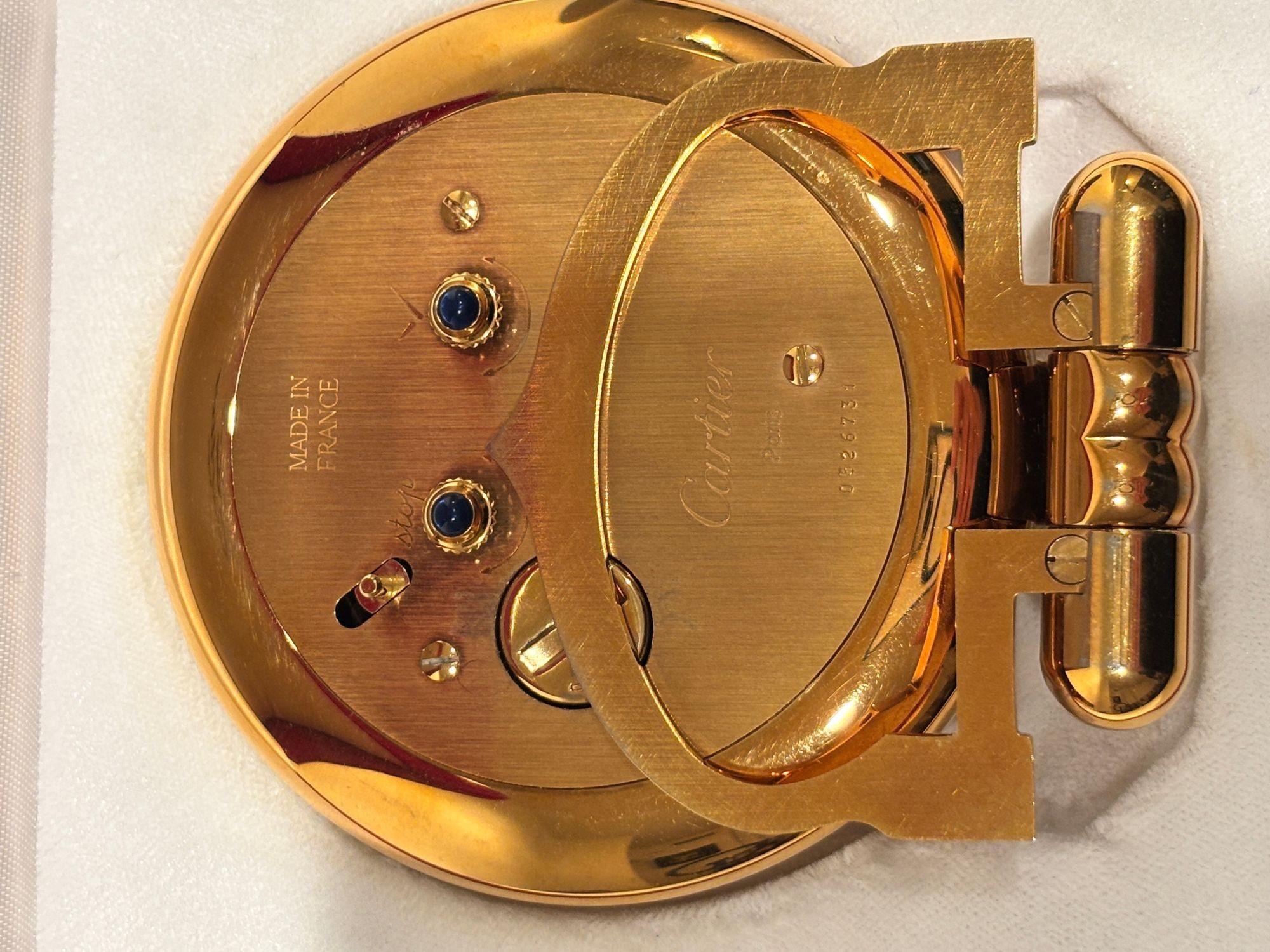 Cartier Colisee Art Deco Travel Desk Clock 24-Karat Gold-Plated 7