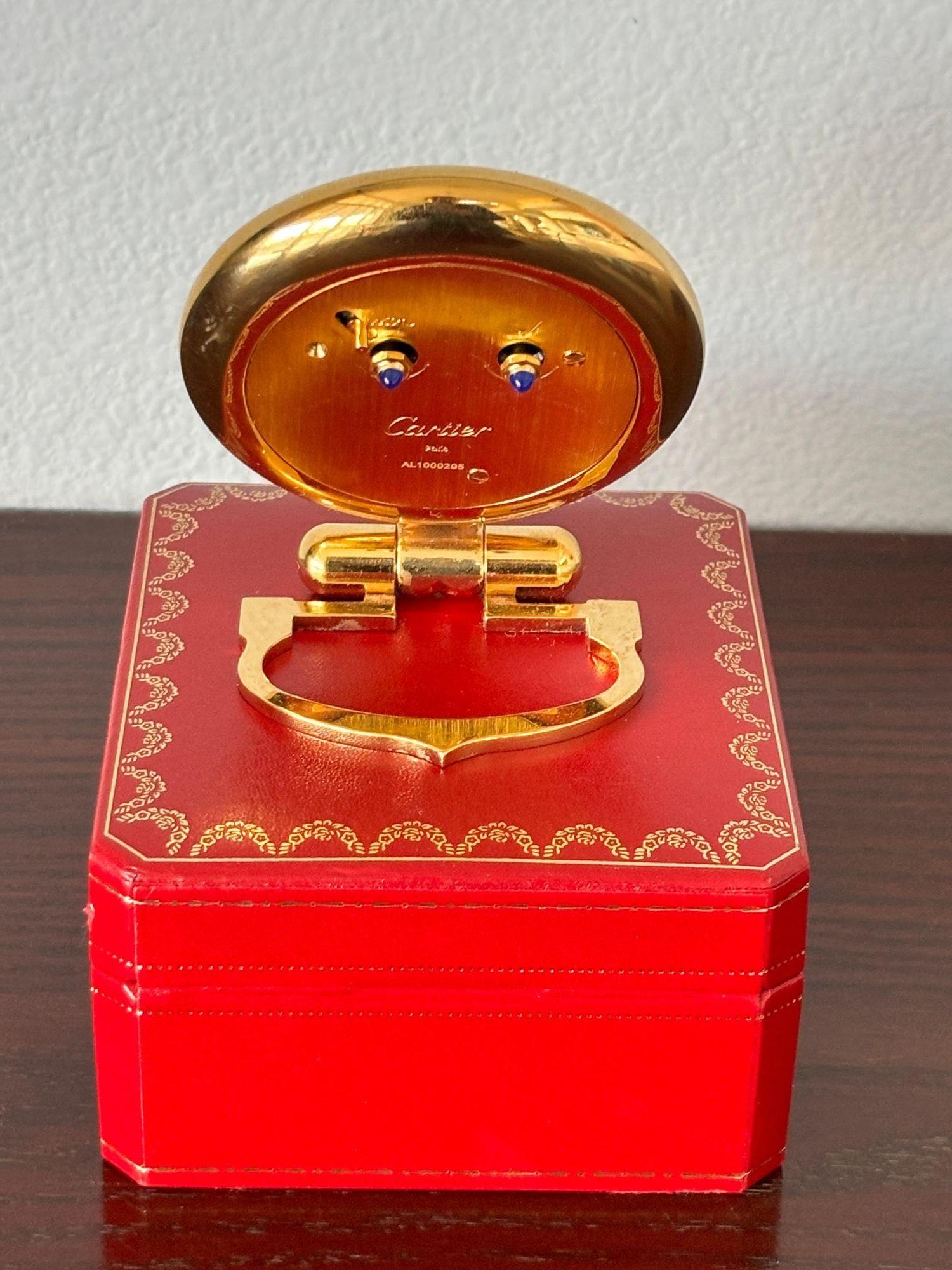 Cartier Colisee Art Deco Travel Desk Clock 24-Karat Gold-Plated For Sale 8