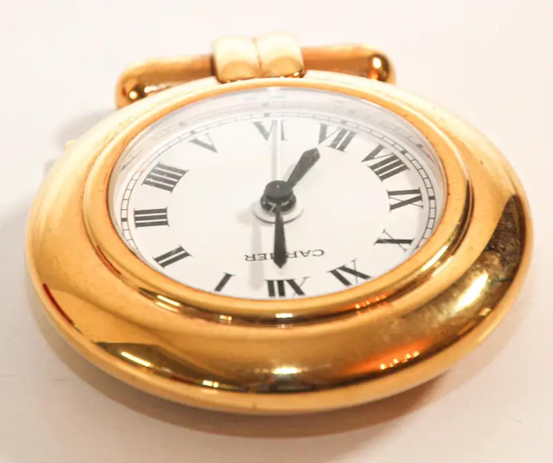 Cartier Colisee Art Deco Travel Desk Clock 24-Karat Gold-Plated 9
