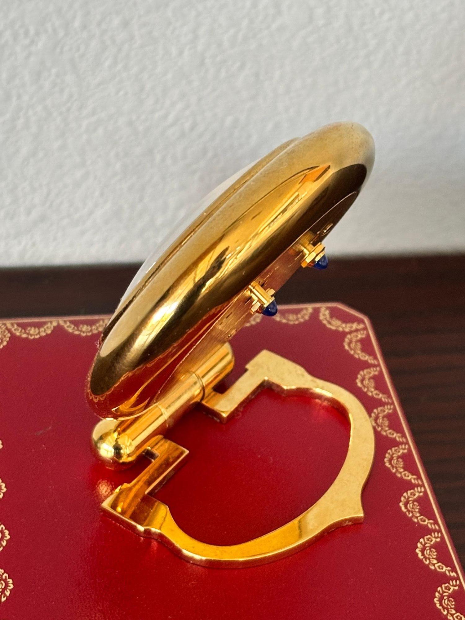 Cartier Colisee Art Deco Travel Desk Clock 24-Karat Gold-Plated For Sale 9