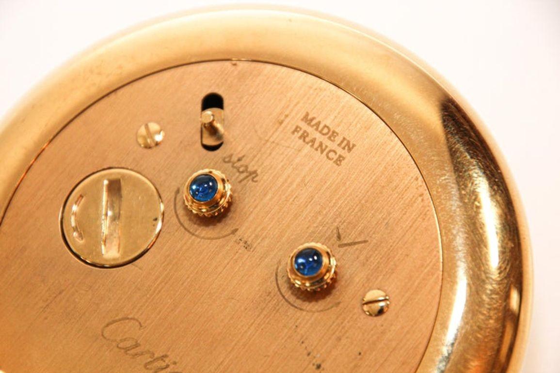 20th Century Cartier Colisee Art Deco Travel Desk Clock 24-Karat Gold-Plated