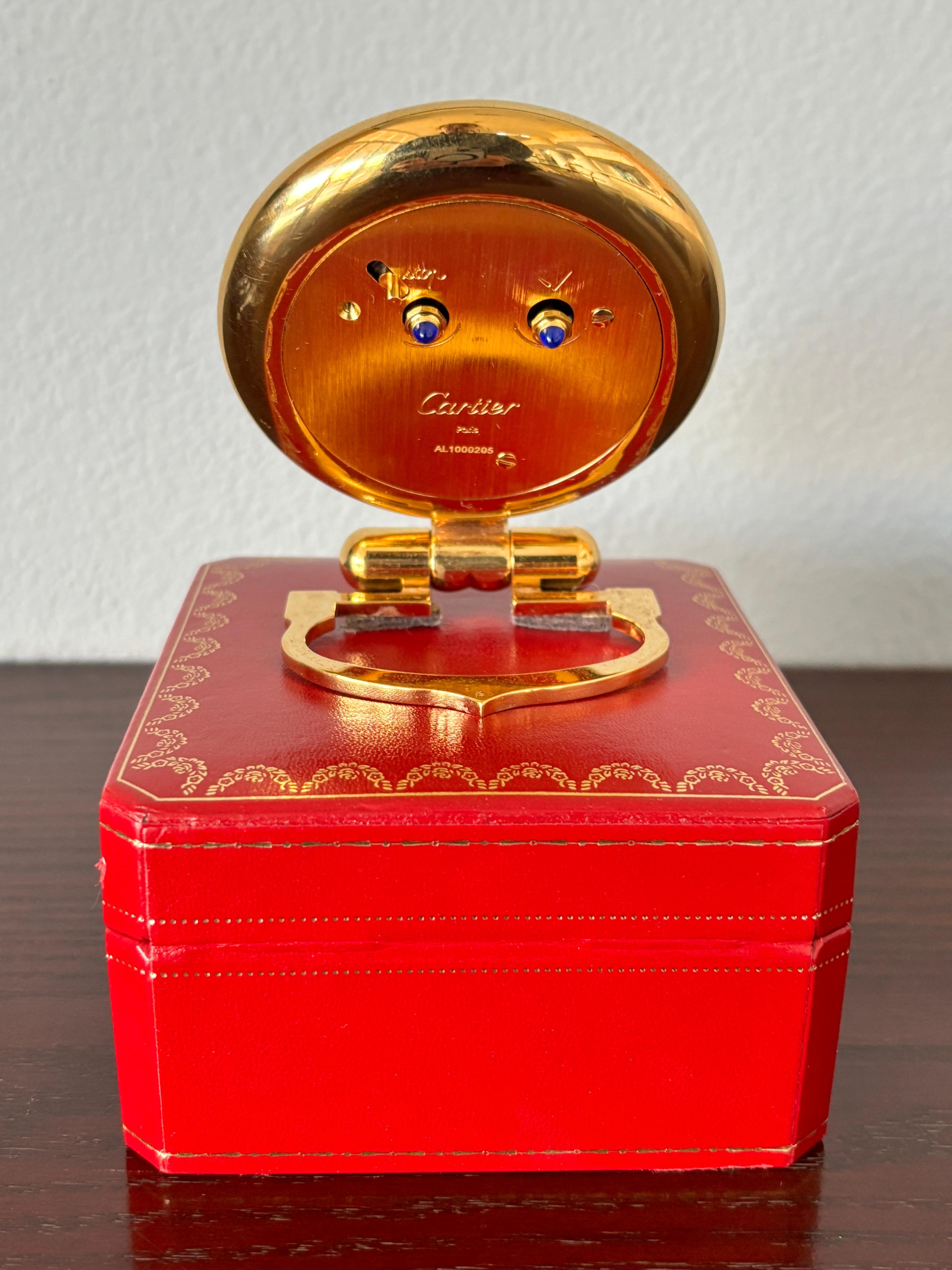 Cartier Colisee Art Deco Reise-Schreibtischuhr 24-Karat vergoldet für Damen oder Herren