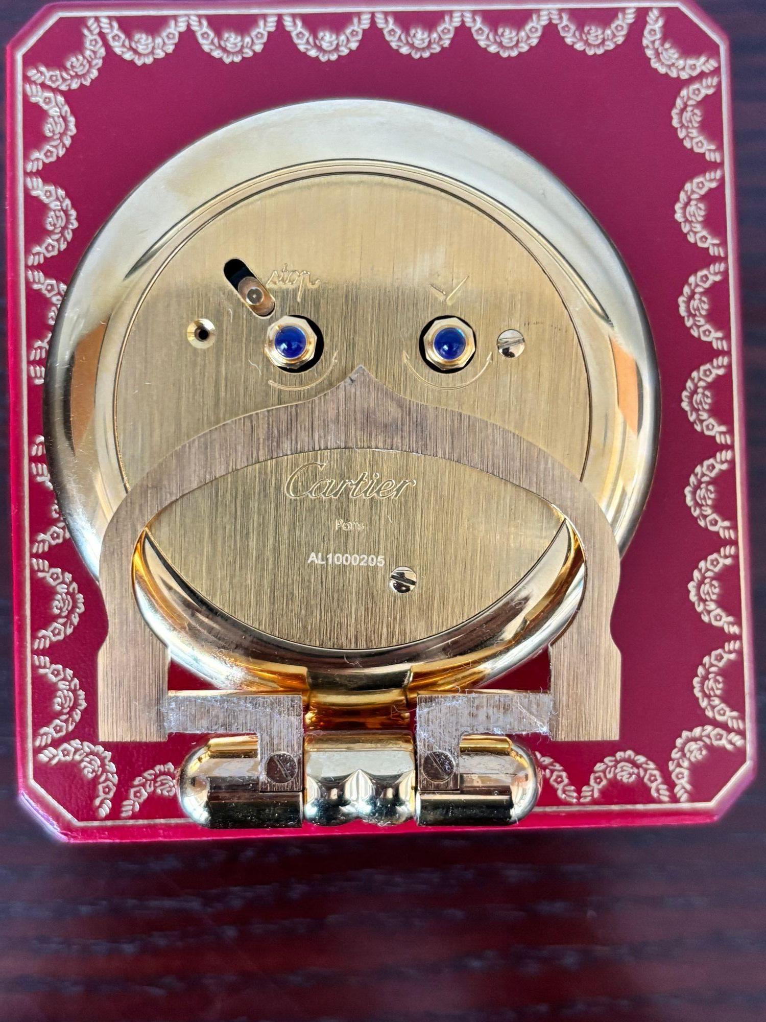 Cartier Colisee Art Deco Travel Desk Clock 24-Karat Gold-Plated For Sale 1