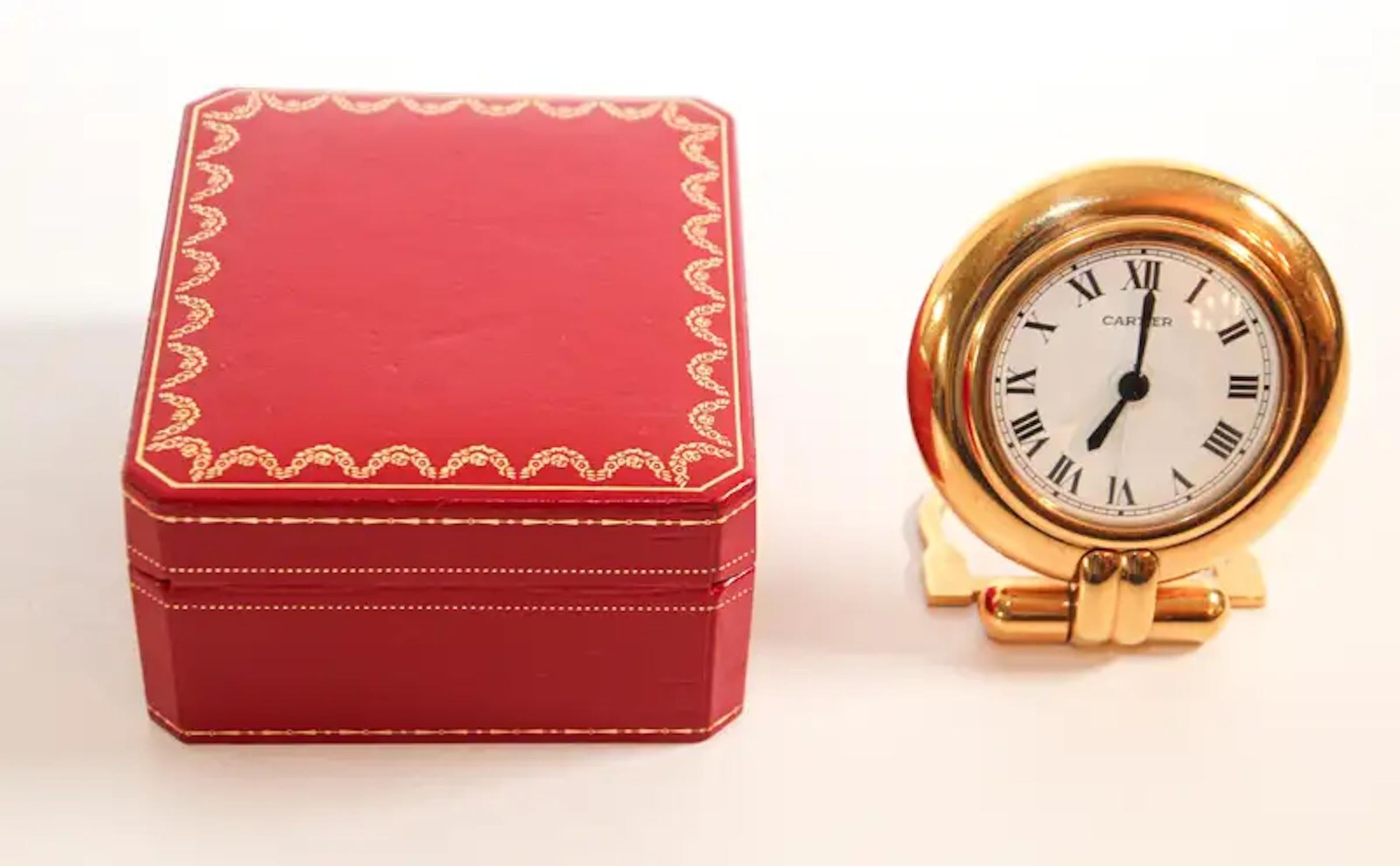 Cartier Colisee Art Deco Travel Desk Clock 24-Karat Gold-Plated 2